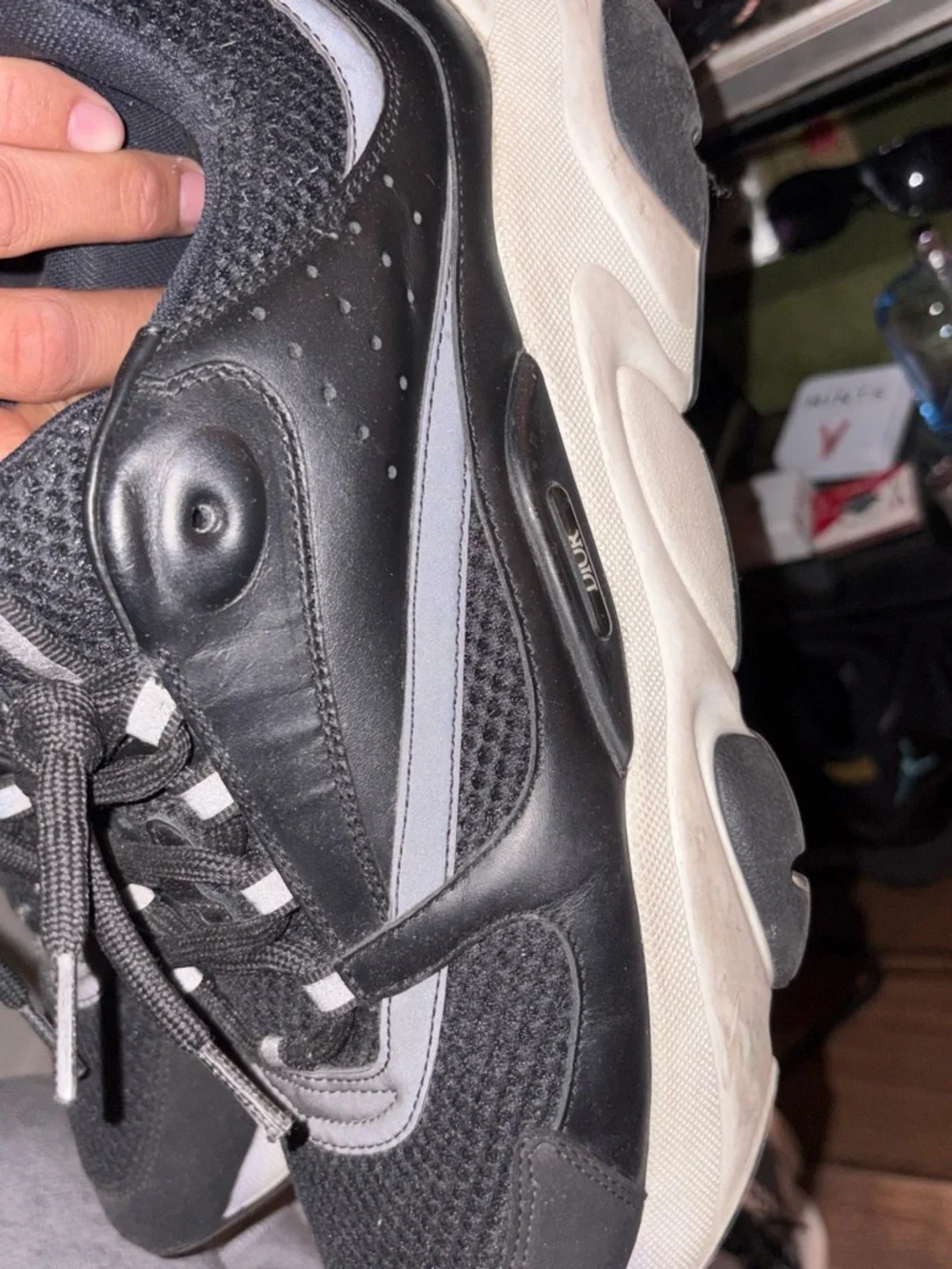 Dior Men’s Black and White Chunky Leather & Mesh Sneakers